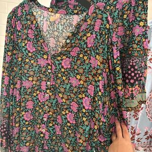 Spell Vibrant Floral Blouse in Pink and Green
